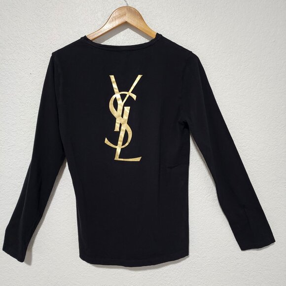 YSL Uniform Top Shirt Black Long Sleeve Size Medium Organic Cotton Blend - Picture 2 of 6